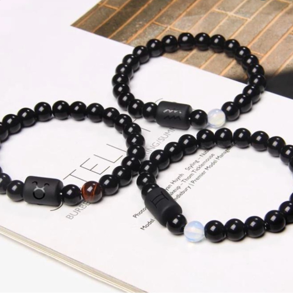 Virgo Zodiac Black Bracelet with Tiger Eye - Picture 5 of 7